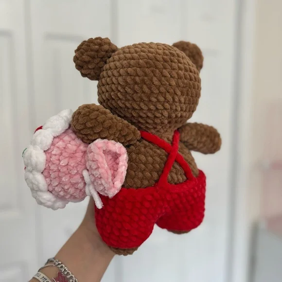 Handmade Crochet Valentine’s Teddy Bear plushie - Picture 3 of 3